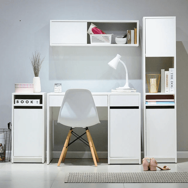 COMBO ESCRITORIO Y ESTANTES  ACACIA COLOR BLANCO