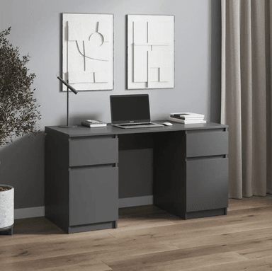 ESCRITORIO LUMBER CON 2 CAJONES Y 2 PUERTAS COLOR GRAFITO 130X75CM