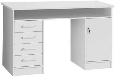ESCRITORIO MORI CON ESTANTE 1 PUERTA 4 CAJONES COLOR BLANCO 125X76CM - 3