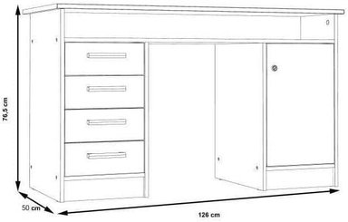 ESCRITORIO MORI CON ESTANTE 1 PUERTA 4 CAJONES COLOR BLANCO 125X76CM - 5