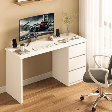 ESCRITORIO JENIN CON 3 CAJONES COLOR BLANCO 120X75CM