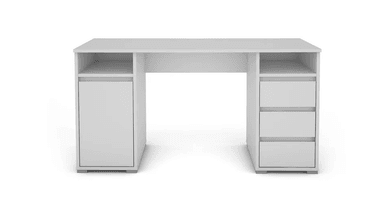 ESCRITORIO RAMSES 3 CAJONES 1 PUERTA 2 ESTANTES BLANCO 138CM - 2