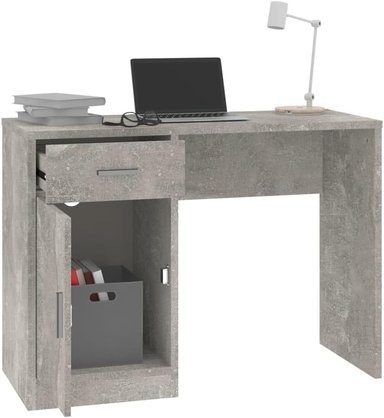 ESCRITORIO KORD CON CAJÓN 1 PUERTA LIBRERO COLOR GRIS CEMENTO 100CM - 2