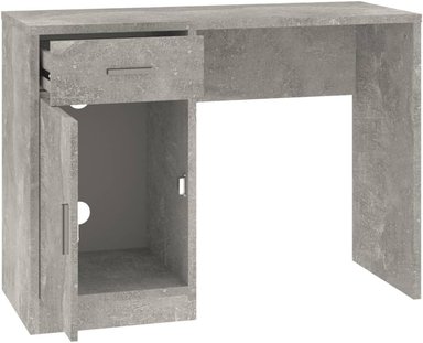 ESCRITORIO KORD CON CAJÓN 1 PUERTA LIBRERO COLOR GRIS CEMENTO 100CM - 3