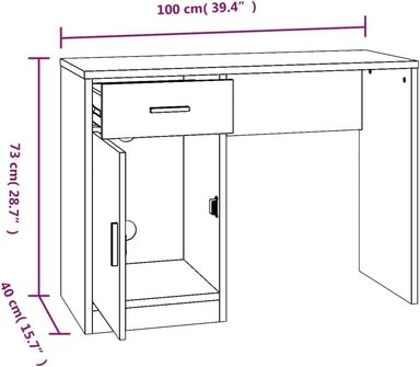 ESCRITORIO KORD CON CAJÓN 1 PUERTA LIBRERO COLOR GRIS CEMENTO 100CM - 7