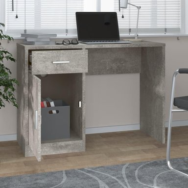 ESCRITORIO KORD CON CAJÓN 1 PUERTA LIBRERO COLOR GRIS CEMENTO 100CM - 8