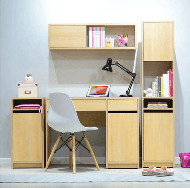 COMBO ESCRITORIO + ESTANTES  ACACIA COLOR ROBLE