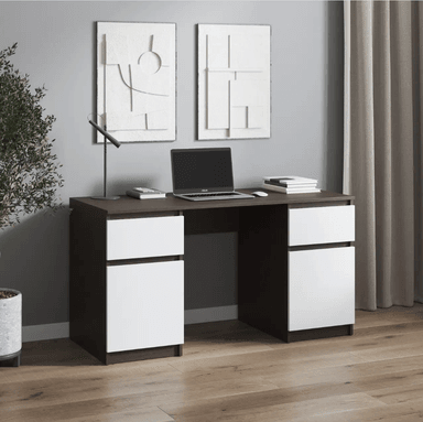 ESCRITORIO LUMBER 2 CAJONES Y 2 PUERTAS COLOR WENGUE Y BLANCO 130X75CM