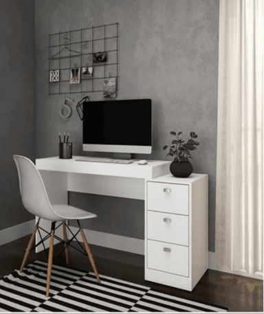 ESCRITORIO VALESKA 3 CAJONES 1 ESTANTE BLANCO 122CM