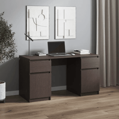 ESCRITORIO LUMBER CON 2 CAJONES Y 2 PUERTAS COLOR WENGUE 130X75CM