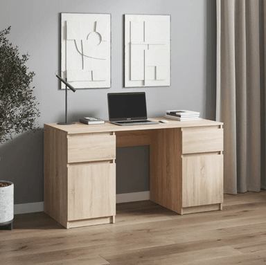 ESCRITORIO LUMBER CON 2 CAJONES Y 2 PUERTAS COLOR ROBLE 130X75CM