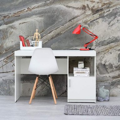 ESCRITORIO LUXAR CON LIBRERO 1 PUERTA COLOR BLANCO 120CM