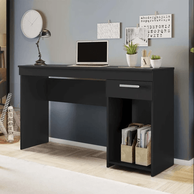 ESCRITORIO BAYER 1 CAJÓN CON ESTANTE BAJO PARA ALMACENAMIENTO NEGRO