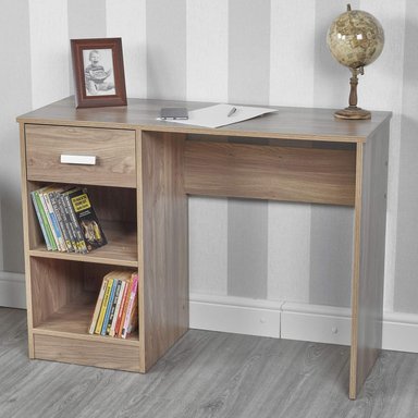 ESCRITORIO DE OFICINA KERMY 1 CAJÓN 2 ESTANTES LIBRERO ROBLE 100CM