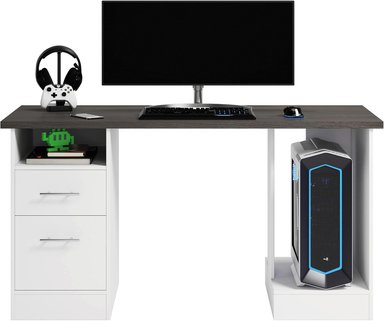 ESCRITORIO LEBER PARA PC CON PEDESTAL ABIERTO Y CAJON BLANCO 150CM