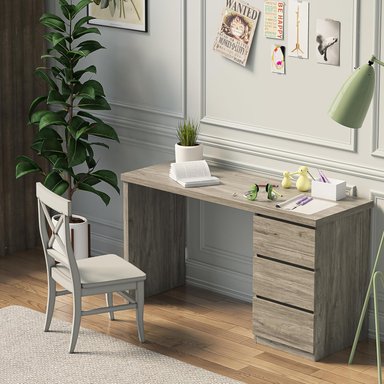 ESCRITORIO JENIN CON 3 CAJONES COLOR ROBLE GRIS 120X75CM