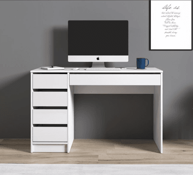 ESCRITORIO GANTE OFICINA MODERNO 5 CAJONES COLOR BLANCO 120CM