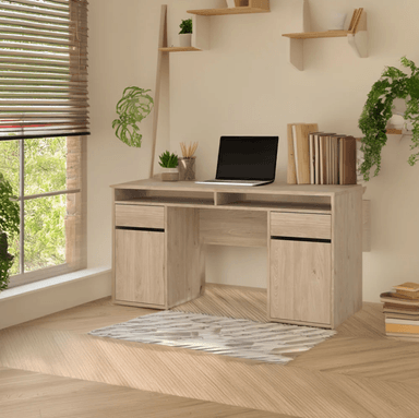 ESCRITORIO TRADINO 2 CAJONES 2 PUERTAS 2 ESTANTES SUPERIOR ROBLE 149CM