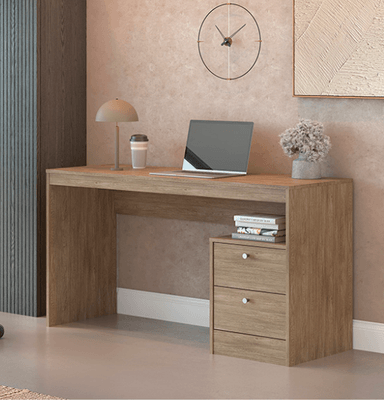 ESCRITORIO DE OFICINA MALEX 2 CAJÓNES 1 ESTANTE LIBRERO ROBLE 135CM