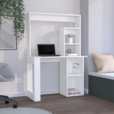 ESCRITORIO GOYA 5 ESTANTES CON LIBRERO BLANCO 148CM