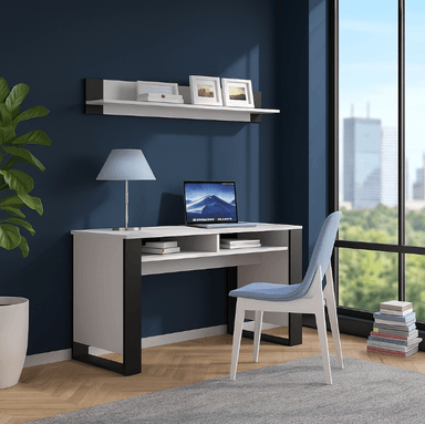 ESCRITORIO PARA LAPTOP FIORE 2 ESTANTES  BLANCO Y NEGRO 120CM