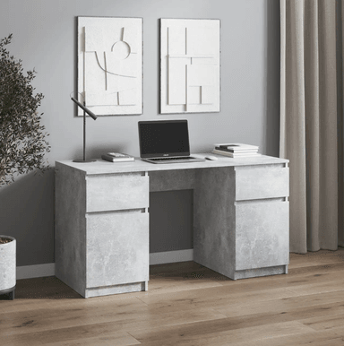 ESCRITORIO LUMBER 2 CAJONES Y 2 PUERTAS COLOR GRIS CEMENTO 130X75CM