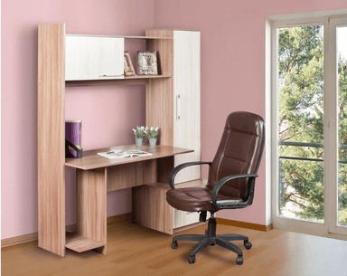 MESA DE ESCRITORIO YANDEX 2 CAJONES 2 PUERTAS COLOR ROBLE Y BLANCO 186CM