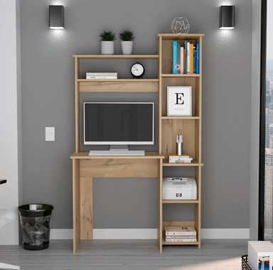 ESCRITORIO PARA OFICINA GOYA 6 ESTANTES MODERNO COLOR DUNA 162CM