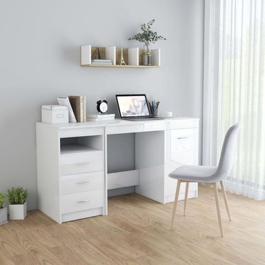 ESCRITORIO BELICE 3 CAJONES, ESTANTE GABINETE COLOR BLANCO 140CM