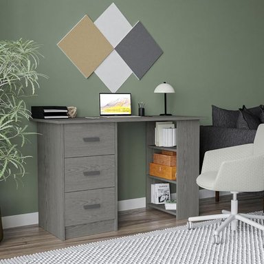 ESCRITORIO ATLAS 3 CAJONES 3 ESTANTES COLOR GRIS 115CM