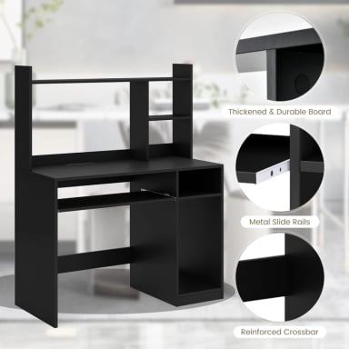 ESCRITORIO VANGAR CON ESTANTERIA PORTA TECLADO, SOPORTE PARA CPU NEGRO - 4