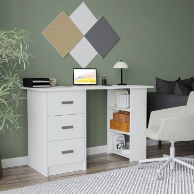 ESCRITORIO ATLAS 3 CAJONES 3 ESTANTES COLOR BLANCO 115CM