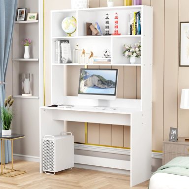 ESCRITORIO EREZMA PARA PC CON ESTANTES COLOR BLANCO 90X169