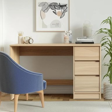 ESCRITORIO ARESIN 3 CAJONES ROBLE PANELA 109CM