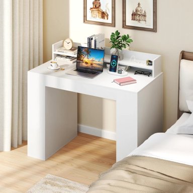 ESCRITORIO EWAR CON ESTANTE PARA MONITOR Y ESTANTERIA BAJA BLANCO