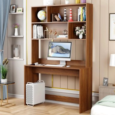 ESCRITORIO EREZMA PARA PC CON ESTANTES COLOR MIEL 90X169