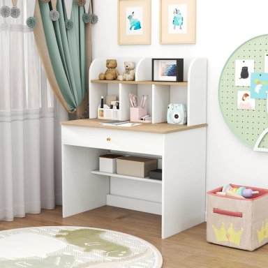 ESCRITORIO INFANTIL LANDE CON CAJON Y 5 ESTANTRES ABIERTOS 80X100 CM