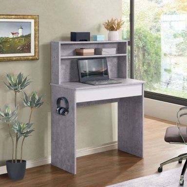 ESCRITORIO NEMO 1 CAJON CON ESTANTES COLOR CEMENTO 80CM