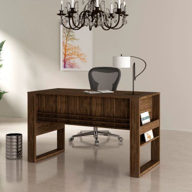 ESCRITORIO FEMAR  MODERNO CON LISTONES COLOR NOGAL 127CM