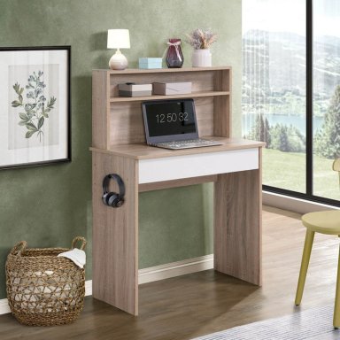 ESCRITORIO NEMO 1 CAJON CON ESTANTES COLOR ROBLE 80CM