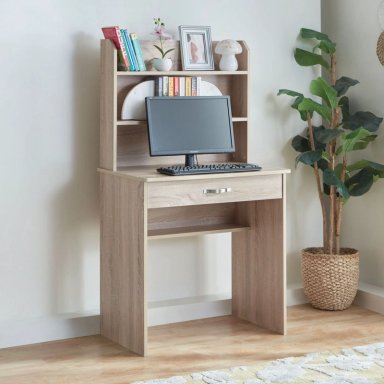 ESCRITORIO SILVER CON CAJON Y ESTANTES ABIERTOS ROBLE 75CM