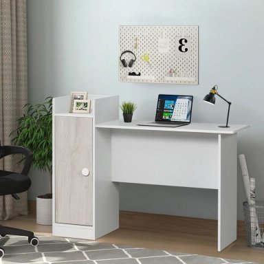 ESCRITORIO INFANTIL GREZA CON GABINTE Y ESTANTES BLANCO 120CM