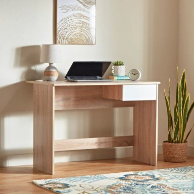 ESCRITORIO GERLES CON CAJON  ROBLE Y BLANCO 105CM