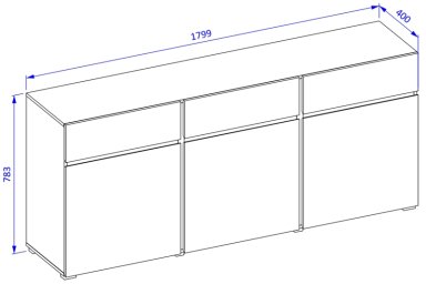 COMODA ELBORA 3 PUERTAS 3 CAJONES  BLANCO Y ROBLE 180CM - 6