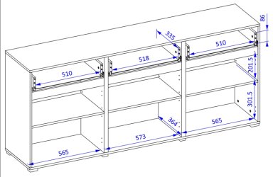 COMODA ELBORA 3 PUERTAS 3 CAJONES  BLANCO Y ROBLE 180CM - 7
