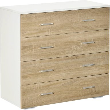 COMODA FURMI 4 CAJONES CON TIRADORES COLOR ROBLE BLANCO 72CM - 3