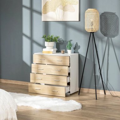 COMODA FURMI 4 CAJONES CON TIRADORES COLOR ROBLE BLANCO 72CM - 4