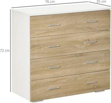 COMODA FURMI 4 CAJONES CON TIRADORES COLOR ROBLE BLANCO 72CM - 7