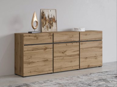 COMODA ELBORA 3 PUERTAS 3 CAJONES  DUNA Y NEGRO 180CM