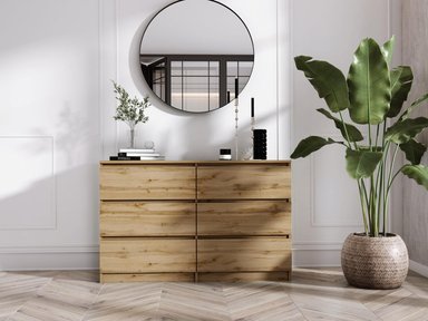 CÓMODA OSLO CON 6 CAJONES COLOR DUNA 120CM